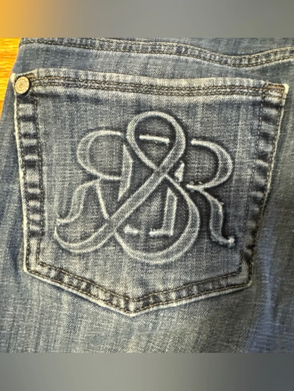 Rock & Republic Roth Jeans Womens Flared Mid Rise Stretch Blue Denim Sz 12 - Picture 12 of 13